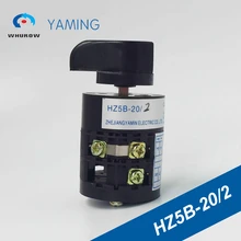 Rotary switch HZ5B-20/2 changeover cam combination switch Ith 20A Ui 500V 50Hz 3 position 2 pole 6 terminal sliver point contact 1pcs ui 660v ith 160a on off on 3 position rotary cam changeover switch