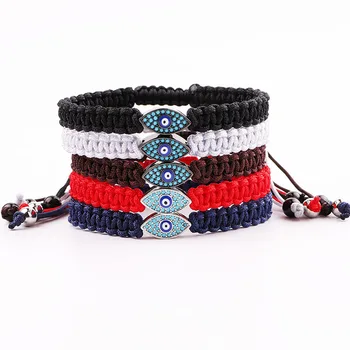 JARAVVI New Design Men Women Bracelet Cord Braided CZ Blue Eye Charm Macrame Friendship Bracelet Women Men Jewelry Gift