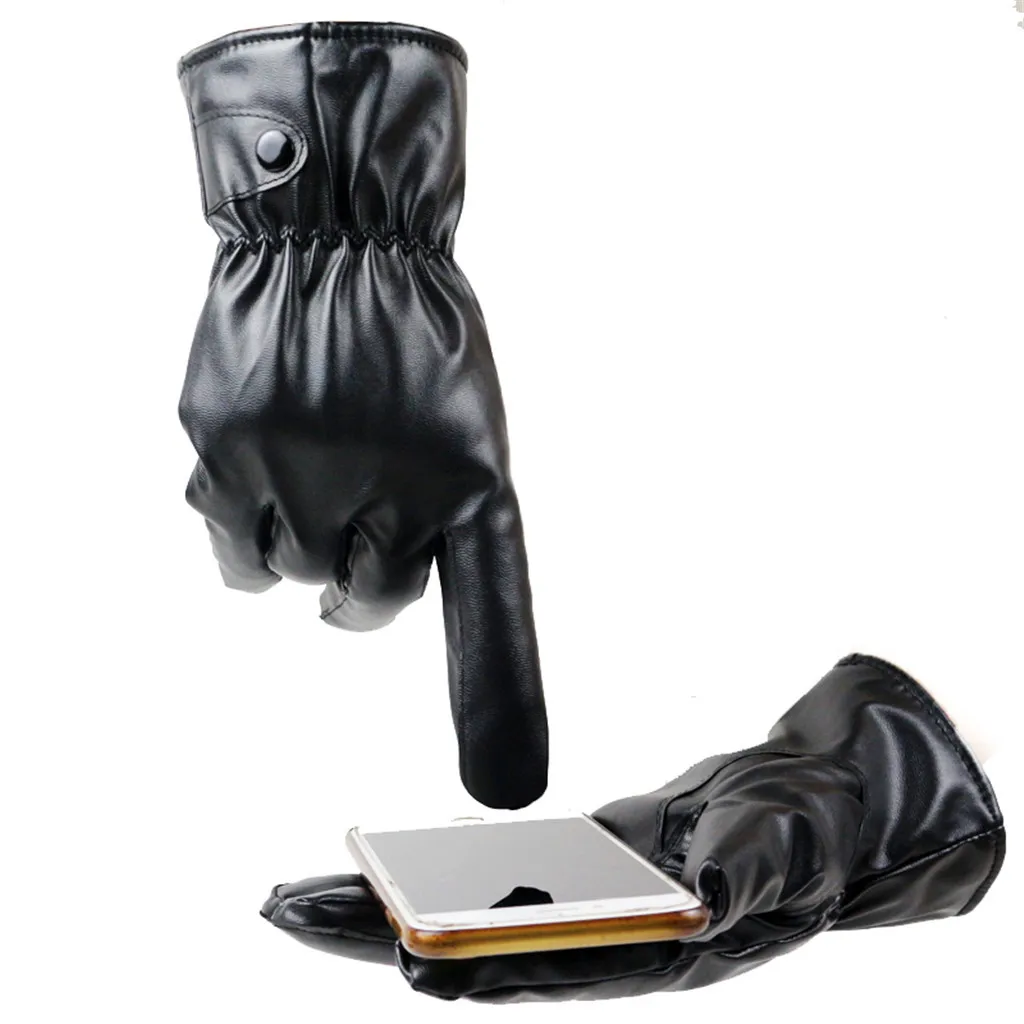 

Women Winter leather gloves touch screen Plus Velvet Thickening Gloves Cold Weather Waterproof casual gloves for lady mittens