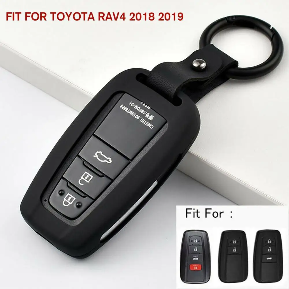 

Умный Автомобильный ключ для Toyota RAV4 2018 2019, черный алюминиевый чехол, держатель для ключей
