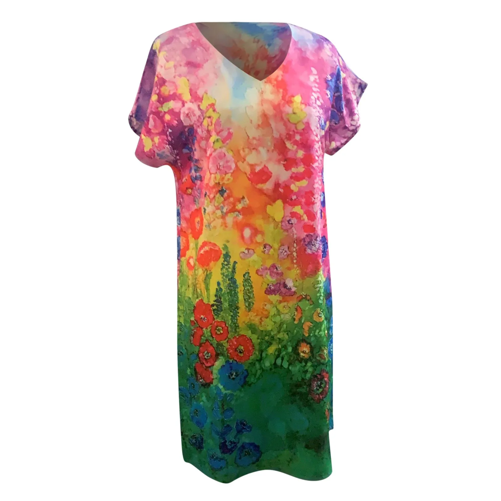 Dresses Women Casual Boho Print Dress V-Neck Big Swing Short Sleeve Loose Mini Summer Dress 2021 Экзотические платья 2