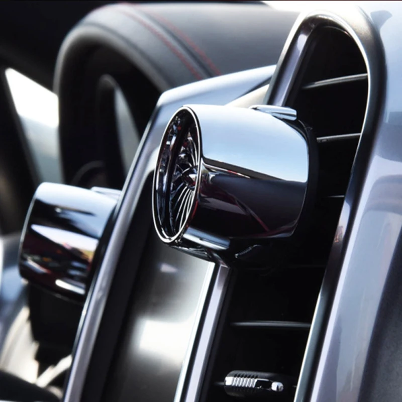 Top Quality Alloy Car Air Freshener with Atmosphere Lights Fragrance Car Perfume Diffuser Cool Fan Auto Perfume Vent Clip