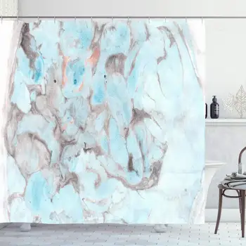 

Shower Curtain for Bathroom 72x72 Gray Artistic Painting Marble Blue Abstract Watercolor Brush Color Drawing Ink Marbling