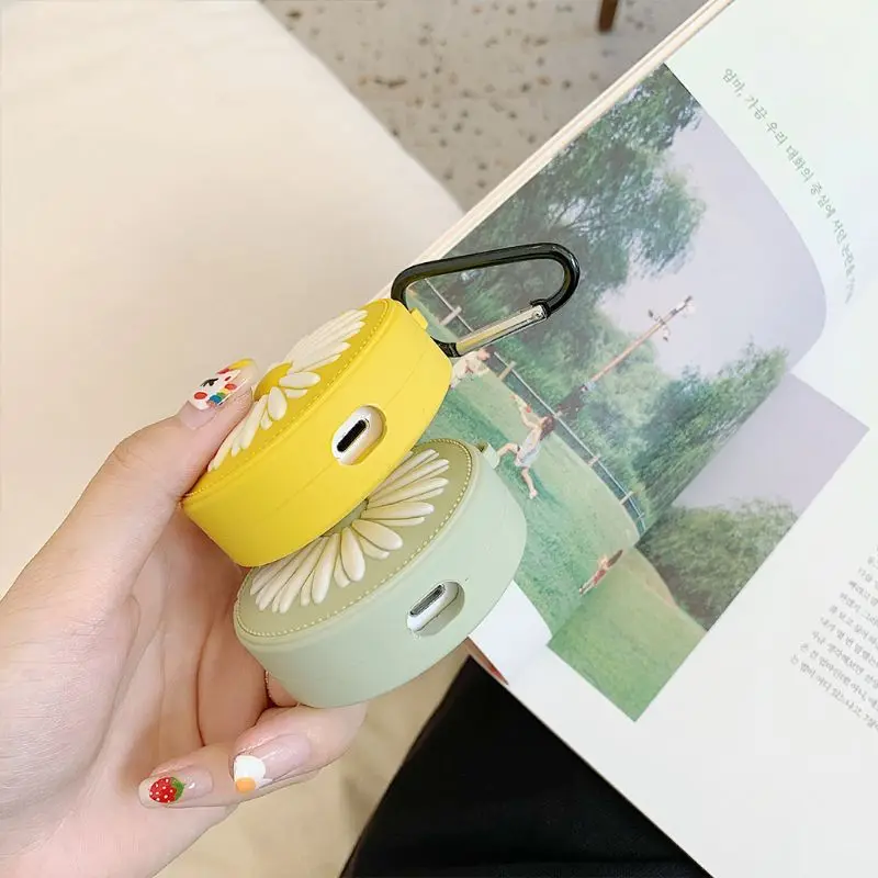 Beautiful Daisy Pattern Protective Case Silicone Cover for Airpods 1/2 Accessory for smart watch