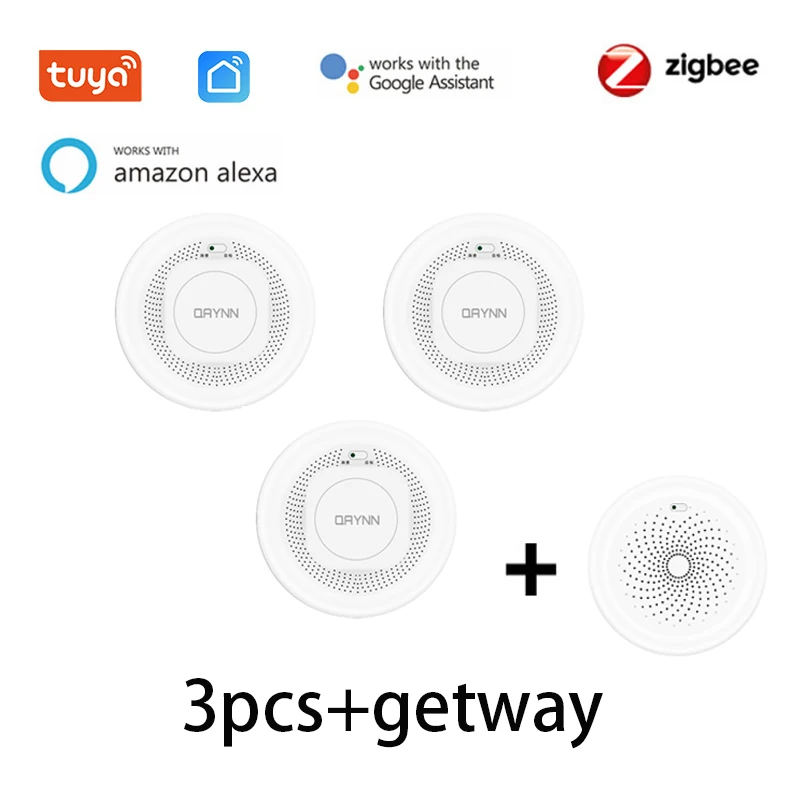 ZigBee-alarma de humo con WiFi, Detector de humo con protección contra incendios, combinación de sistema de seguridad para Tuya Smart Life