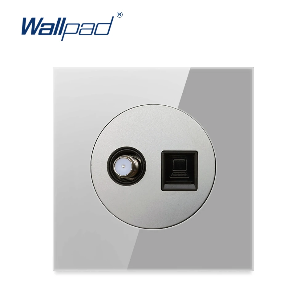 Wallpad спутниковая компьютерная розетка Rj45 серая закаленная стеклянная панель стены слабый выход питания
