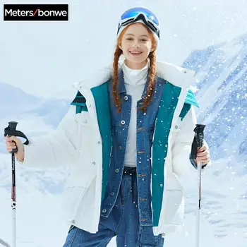 

Metersbonwe Winter Woman Hooded Parka Gray Duck Down Female Overcoat warm Outdoor Snow protection Mountain climbing Tooling