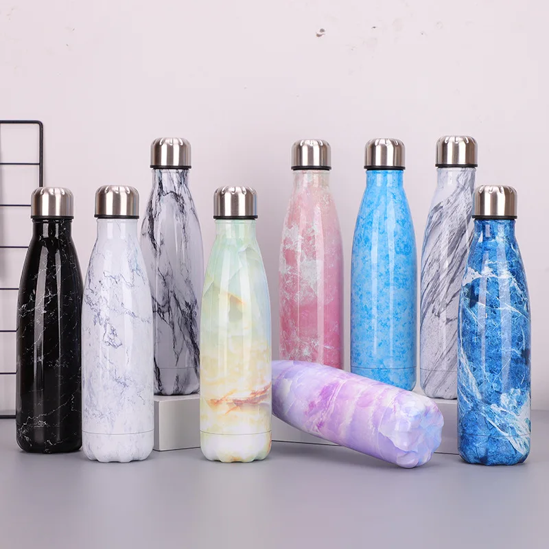 

Insulated Stainless Steel Bottle Double Layer Spacious Simple Classic Tea Cup Cola Beer Bottle Korean Creative Trend Glass