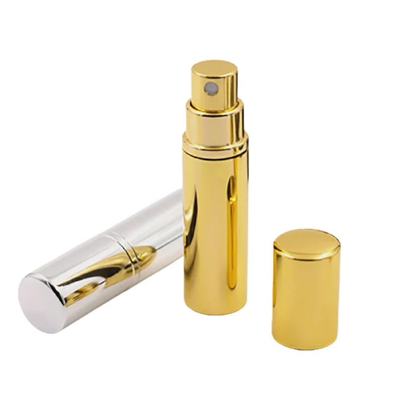 

2pcs 5ml Refillable Small Silver Gold Aluminum Spray Perfume Bottles Atomizer Portable Travel Cosmetic Container Perfume Bottle