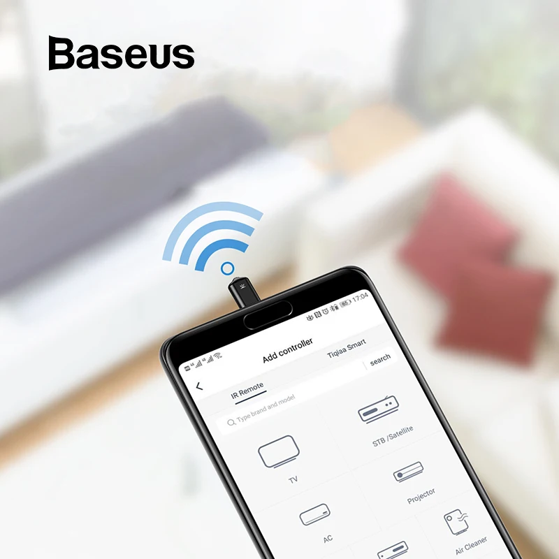 

Baseus Universal Remote Control Smart TV Controller Adapter for Air Conditioning TV STB Remote Control For Huawei Xiaomi Phone