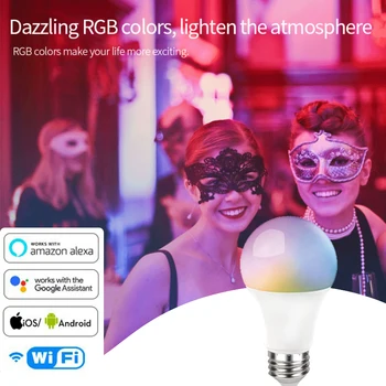 

New Dimmable WiFi Smart Light Bulb LED Lamp App Operate Alexa Google Assistant Control Wake up Smart Lamp Night Light For Party