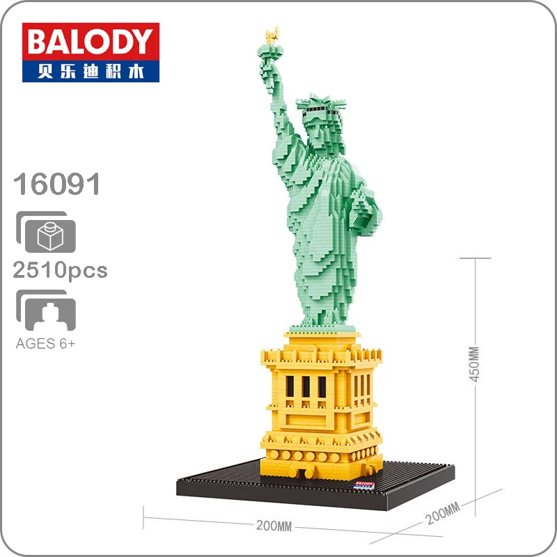 BALODY Statue of Liberty Architecture DIY Diamond Mini Building Nano Blocks Toys 