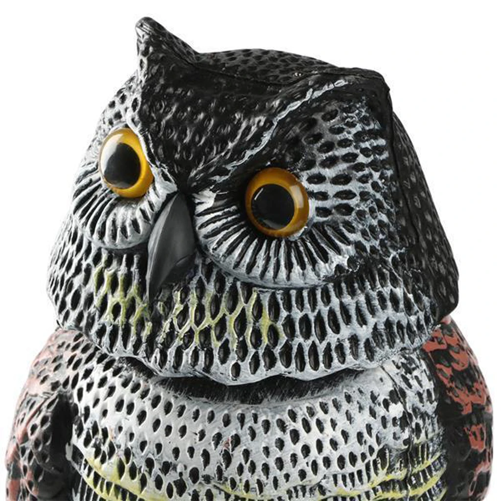 2pcs Realistic Owl Decoy With Rotating Head Bird Pigeon Crow Scarer Scarecrow Horned Owl Pest Deterrent