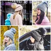 ENJOYFUR Winter Hats For Women Natural Fur Pompom hat Warm Wool Slouchy Beanies For Female Fashion Skullies Lady Hats 4
