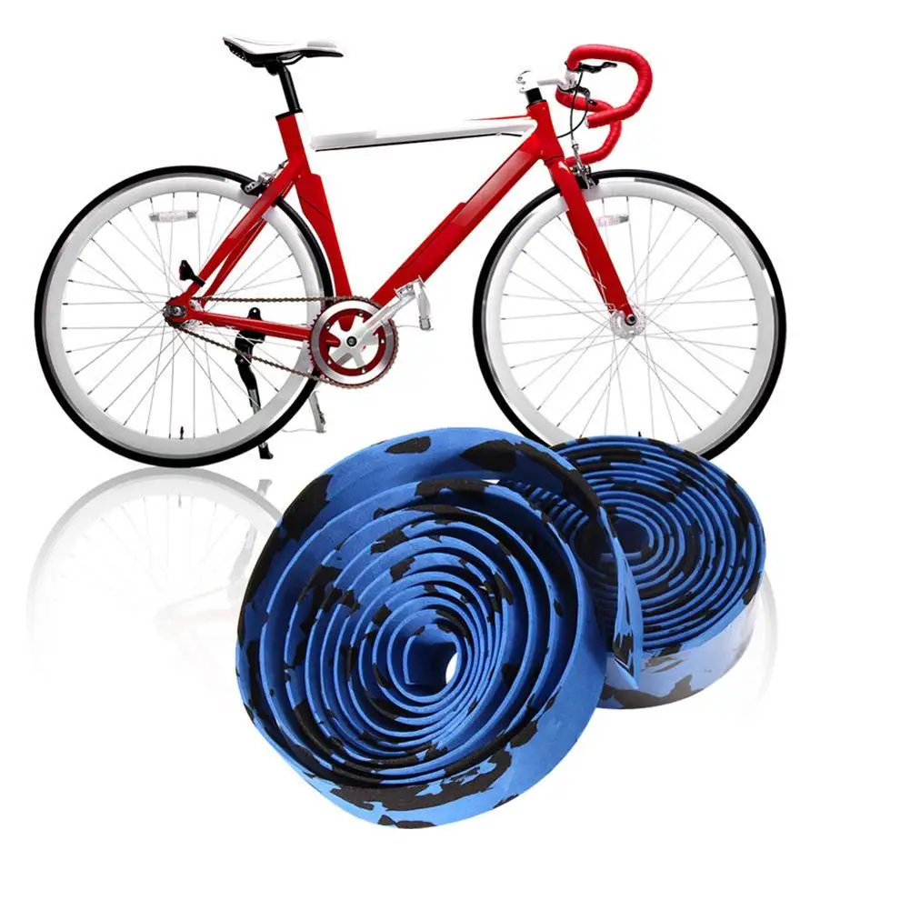 2Pcs Cycling Road Bike Sports Bicycle Handlebar Rubber Tape Wrap with 2 Bar Plug Bicycle Handlebar