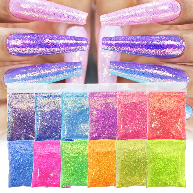 

Fashion Holographic Neon Nail Powder Glitter Decorative gel polish shiny nail dust nail polish bling Dazzling accessories