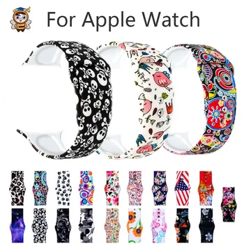 

For Apple iwatch Silicone printing Flo Strap For Apple Watch Series 5 4 3 2 1 38mm/40mm/44MM/42MM Stripe Wirstband Bracelet Band