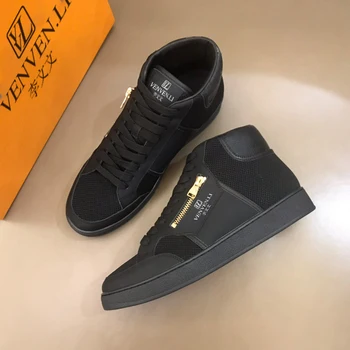 

French V VL 2020 men's short boots high top shoes men's casual shoes, can be used in winter European fashion shoes, top leather