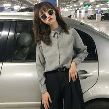 Harajuku, ветровка, крутая куртка на молнии, женская осенняя и зимняя одежда, стиль, студенческий Свободный пуловер в полоску с длинным рукавом
