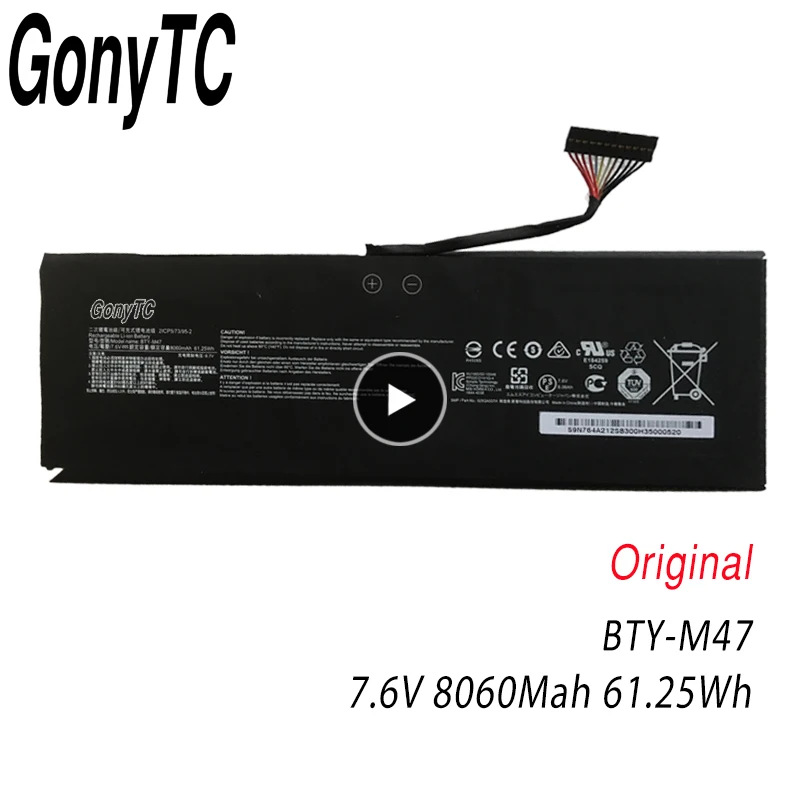 

GONYTC Genuine BTY-M47 Laptop Battery for MSI GS43 GS43VR 6RE GS40 6QE 2ICP5/73/95-2 7.6V 8060mAh drop ship