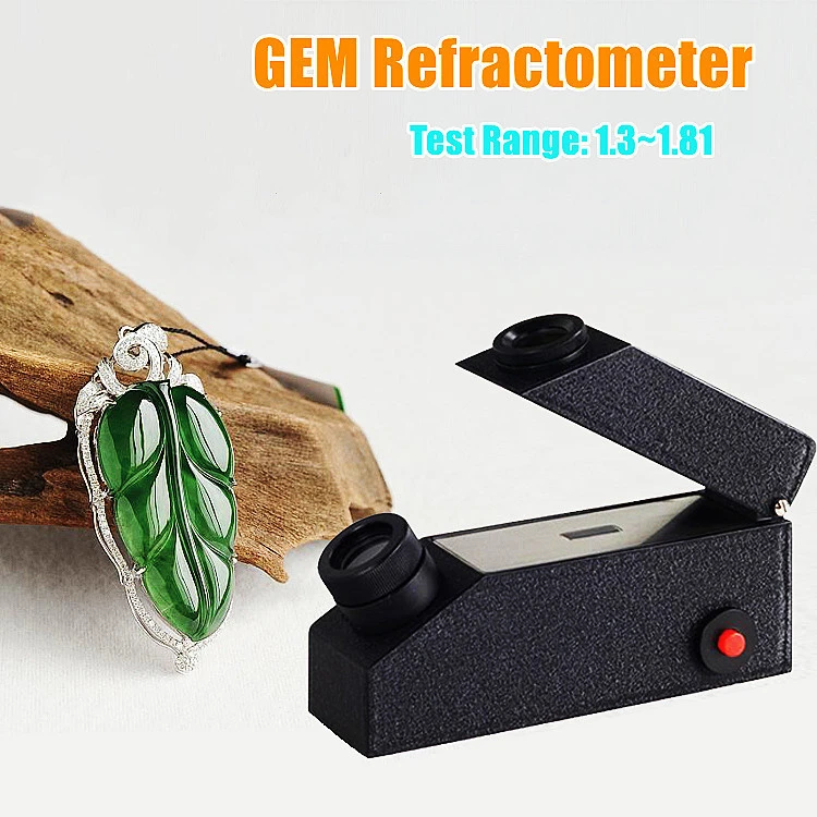 Gemological Gemstone Gem Refractometer Built-in Light Gem Refractometer Machine Gemstone Refractive Index Measuring Tool 1.30-1.81 RI
