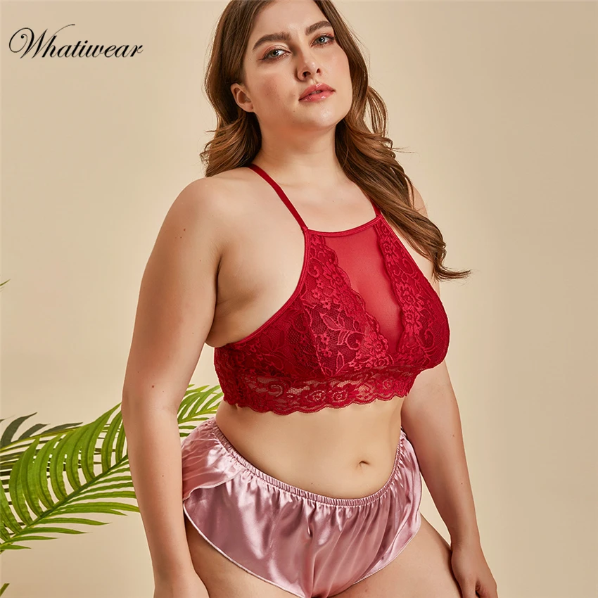 Whatiwear размера плюс цветочные кружева чокер укороченный топ женский сексуальный бюстье бюстгальтер большой размер Bralette Обрезанные Cami Жилет летние короткие топы