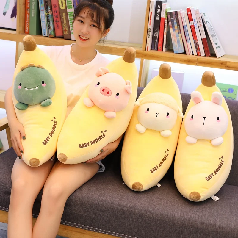 

60cm Soft Banana Pillow Cushion Dinosaur Pig Rabbit Cute Plush Toy Stuffed Animals Plushies Toys Kawaii Plushie for Children AP