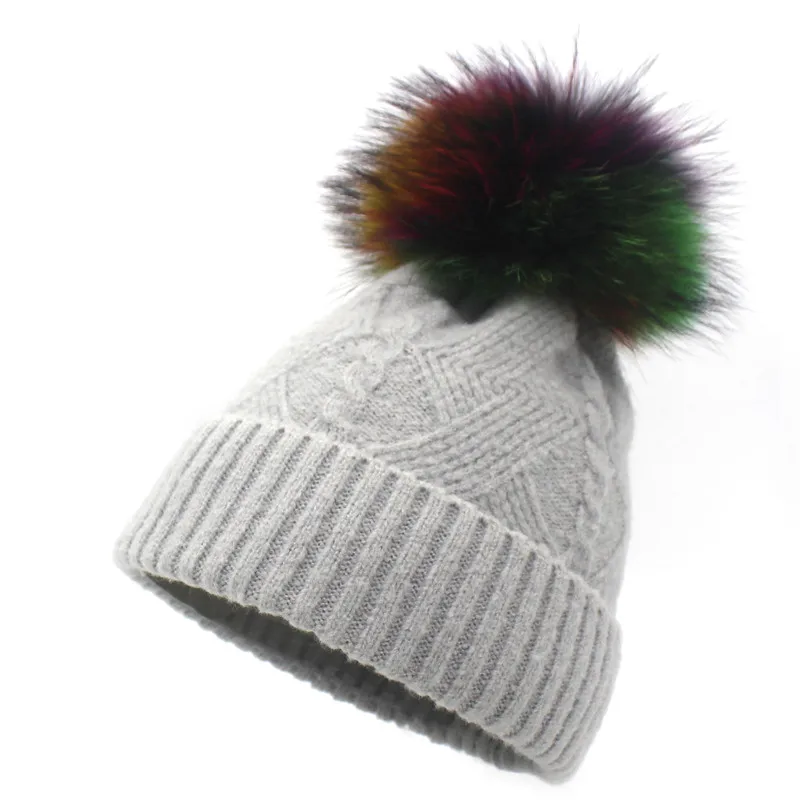 Женские шапки из натурального меха, зимняя шапка с помпоном skullies beanies, шапка, вязаная шляпа Gorro