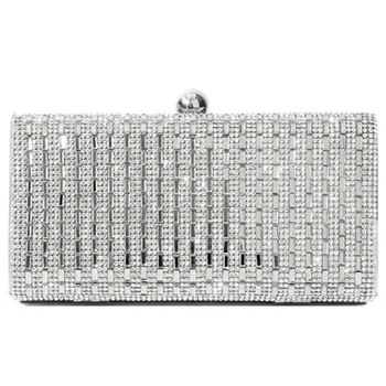 

Ladies Evening Bag Wedding Party Bag Diamond Rhinestone Clutch Crystal Sparkling Clutch Bag Wallet Silver