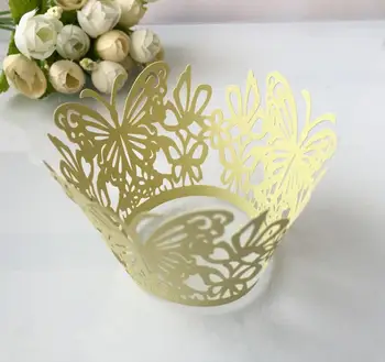 

50/100pcs Laser Cut Butterfly Cupcake Wrapper Muffin Paper Cup Cake Wedding Gift Box Birthday Party Favor Baby Shower Wedding