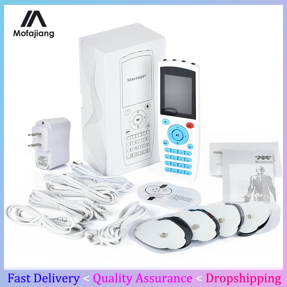 16 Modes TENS EMS Physiotherapy Massager For Neck Shoulder Body Electroestimulador Muscle Stimulator Massage Machine Dropship