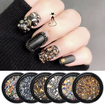 

New Nail Art Diamond Nail Rhinestone Accessories Mixed Square Diamond Flat Bottom Zircon Phototherapy Nail New York Storm