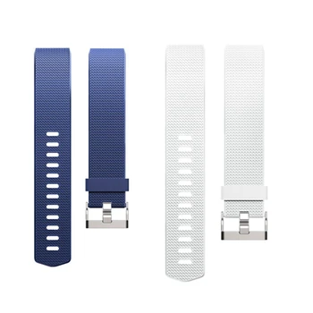 

2x Smart Wrist Band Replacement Parts for Fitbit Charge 2 Strap for Fit Bit Charge2 Flex Wristband Blue & White