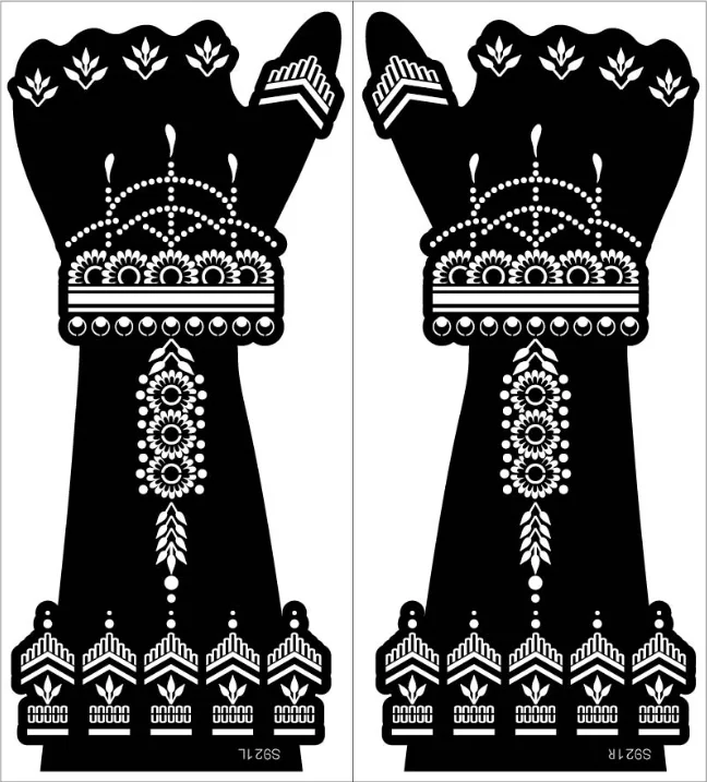 Henna tattoo stencils 2 sheet Hand Finger Body Paint Henna Tattoo Templates Stencil DIY Indian Style