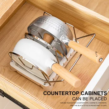 

Stainless Steel Adjustable Home Kitchen Pot Lid Organizer Storage Rack Free Standing Cabinet Pantry Multifunction Countertop