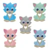 1PC Cat Silicone Teether Toys Necklace Accessories Infant Chew Toys Raccoon Silicone Beads Soft teether DIY Baby Teething 2