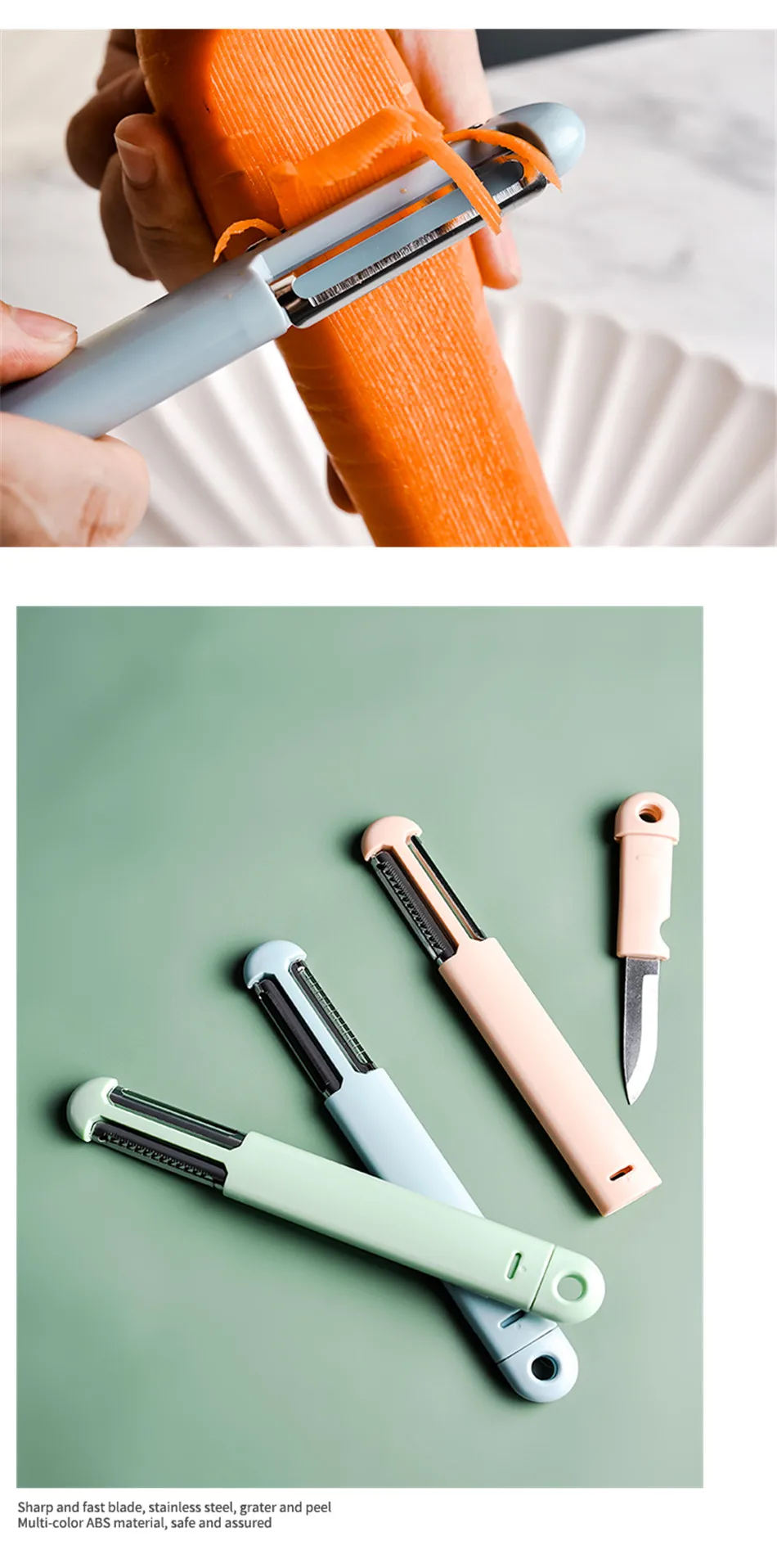 Multifunctional Fruit Vegetable Peeler Stainless Steel Potato Carrot Peeler Grater Knife Portable Slicer Kitchen Accessories