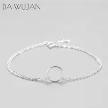 DAIWUJAN минималистичный 925 пробы Серебряный Круглый браслет для женщин круглая цепочка Ювелирные украшения подарок на день рождения