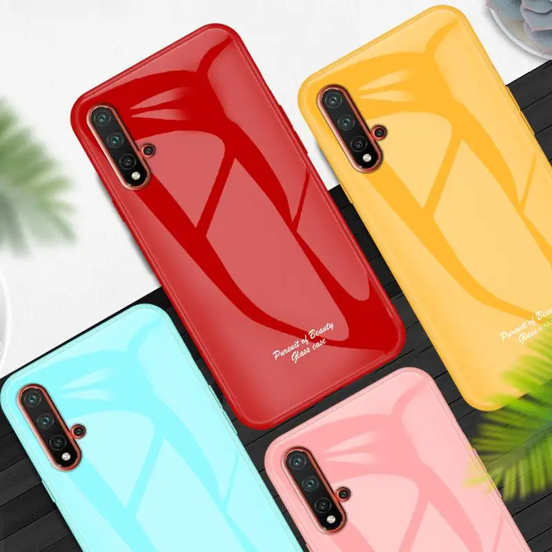 

For Huawei P Smart Z Y9Prime 2019 Case Macaron Tempered Glass Shockproof Cover For Huawei P20 P30 Honor 20 Lite Pro Phone Case