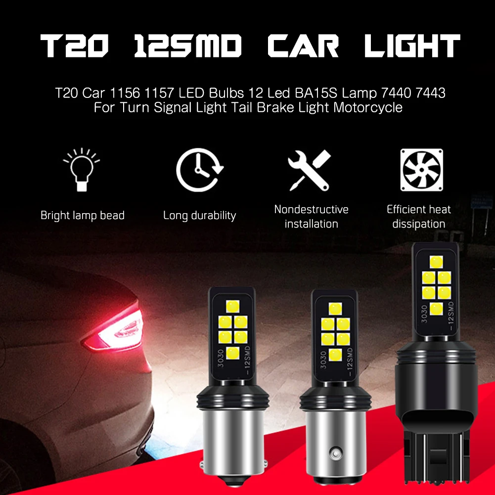 Bombillas LED T20 coche, luz trasera de freno, 12 luces Led BA15S, 1157, 7440, 7443, novedad|Lámpara de señalización| AliExpress