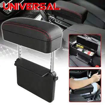 

Retractable Armrest Box Storage Case Car Seat Central Console Black Leather Armrest Universal for Ford for Honda for Kia
