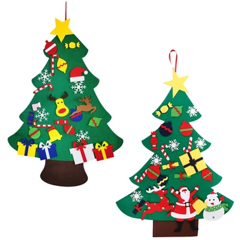 

2 Pcs 1 Set Felt Christmas Trees Decorative DIY Christmas Trees for Party