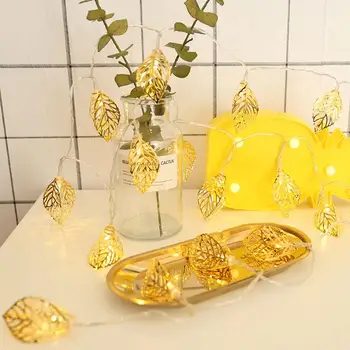 

Golden Metal Tree Leaf Leaf String Lights Fairy String Light Christmas Light Party Decoration Festival Wedding Neon Lantern