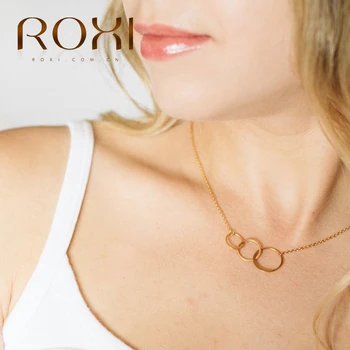 

ROXI 925 Sterling Sliver Double/Three Round Circle Clavicle Pendant Necklace Jewelry for Women Choker Necklaces Gold Necklace