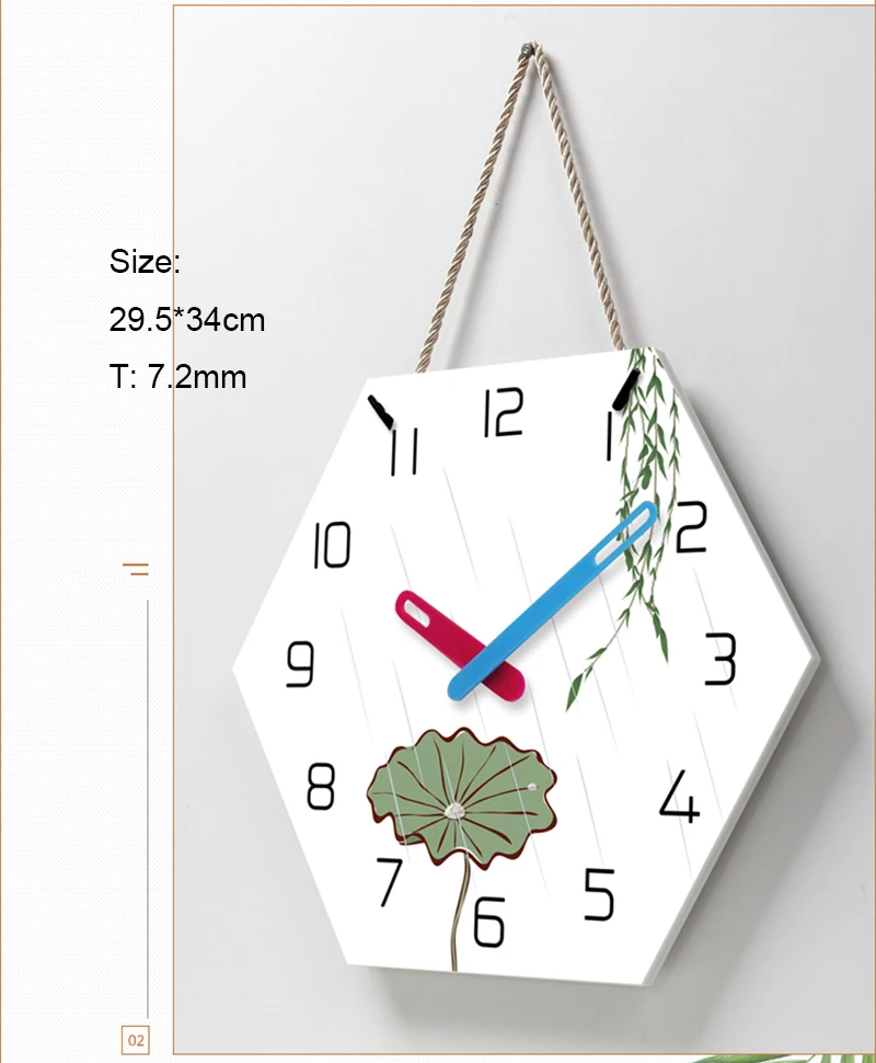 February Raining Hexagon Art Wall Clock Fashion Creative Silent Quartz Watches Silent Quartz Wall Clock