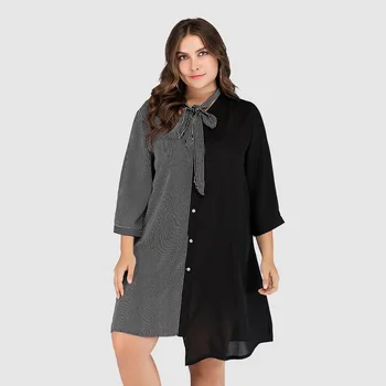 

Women Blouses lapel Office Shirt button Blouse Shirts with scarf Casual Tops Asymmetry Plus Size Blusas Femininas Mujer 2020