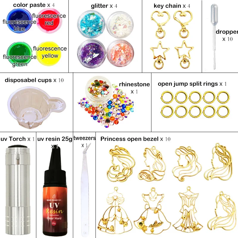 Платье принцессы металлическая рамка ободок комплект смолы Кабошон Установка УФ полимерный Шарм для ожерелья серьги