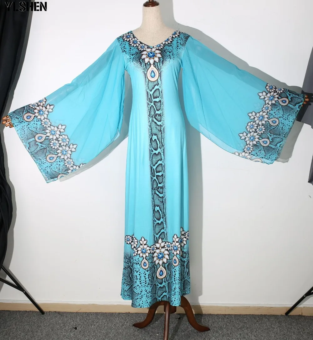 New African Dresses for Women Dashiki Diamond African Clothes Bazin Riche Sexy Slim Ruffle Sleeve Robe Evening Long Africa Dress 11