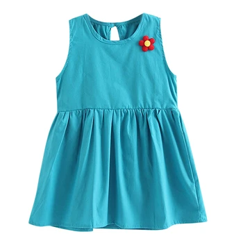 

Toddler Girls dress o-neck jumper sleeveless dress baby girl Solid Flower Party a-line Dress Clothes first birthday outfit A40