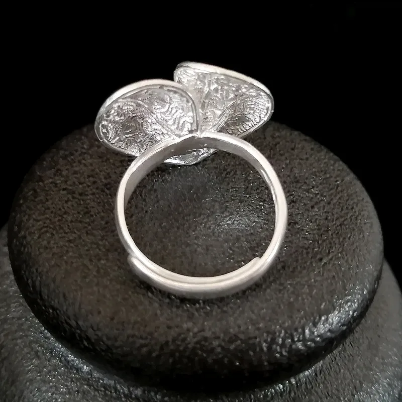 Кольца из стерлингового серебра 999 пробы для женщин, большой, в стиле бохо, кольцо с сердцем, обручальное регулируемое роскошное ювелирное изделие ручной работы, украшения в стиле бохо, этнические